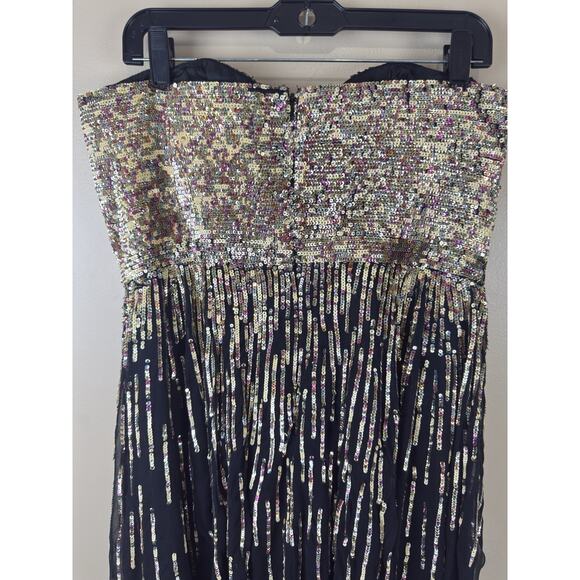 Sherri Hill Women’s Mini Dress Size 14 Strapless Sweetheart Tornasol Sequins - Picture 6 of 16